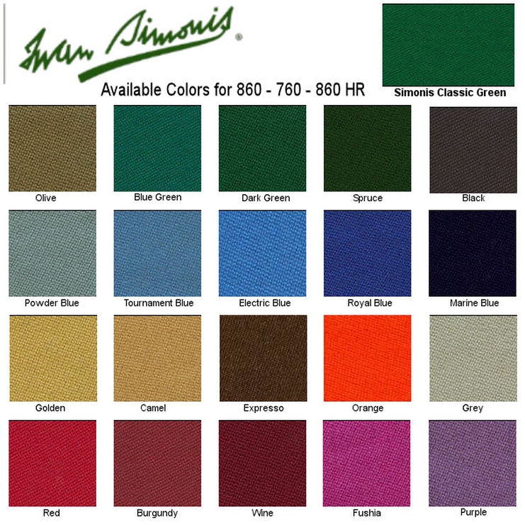 Iwan Simonis Felt Colors - Affordable Billiard Service, Inc.